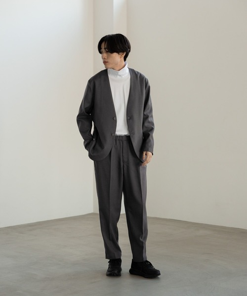 グローバルワーク セットアップ フォーマルスーツ ノーカラー ブラック 楽天市場】【SALE／70%OFF】洗えるWクロスノーカラージャケット GLOBAL