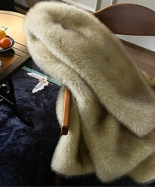 ノーカラーコート コート ノーカラーエコファーショートコート