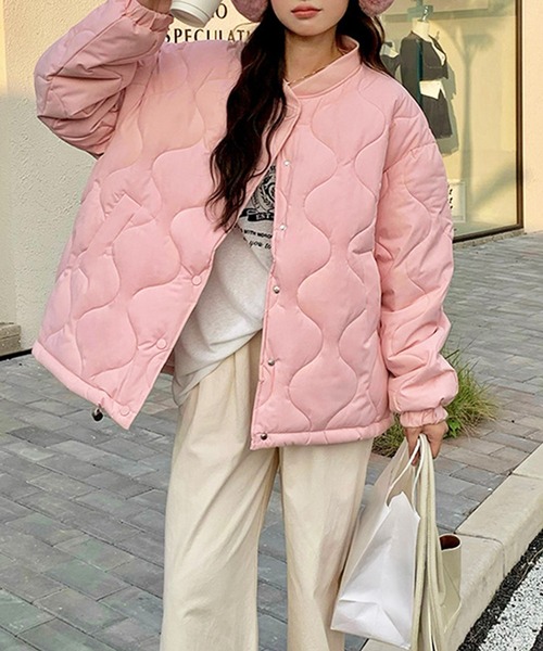 ジャケット ノーカラージャケット ドロストノーカラーキルティング