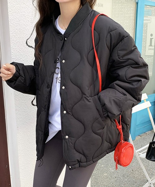 ジャケット ノーカラージャケット ドロストノーカラーキルティング