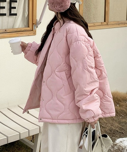 ジャケット ノーカラージャケット ドロストノーカラーキルティング