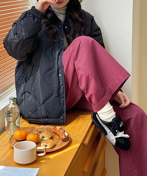 ジャケット ノーカラージャケット ドロストノーカラーキルティング