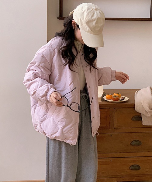 ジャケット ノーカラージャケット ドロストノーカラーキルティング