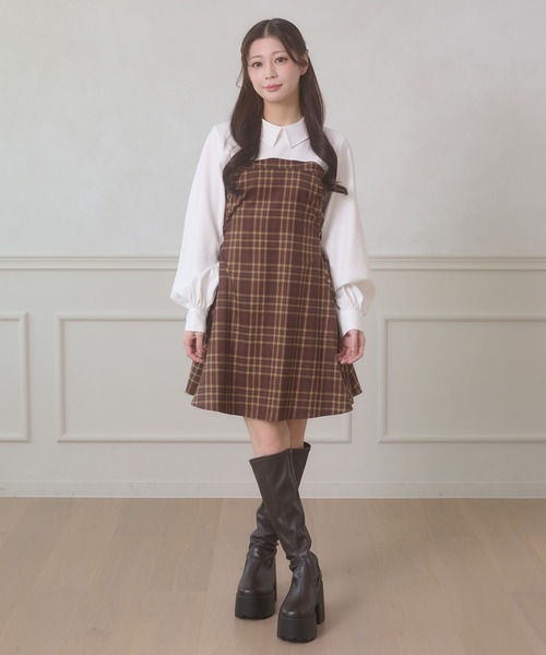 Ambre Neige（アンブルネージュ） ワンピース side lace up plaid