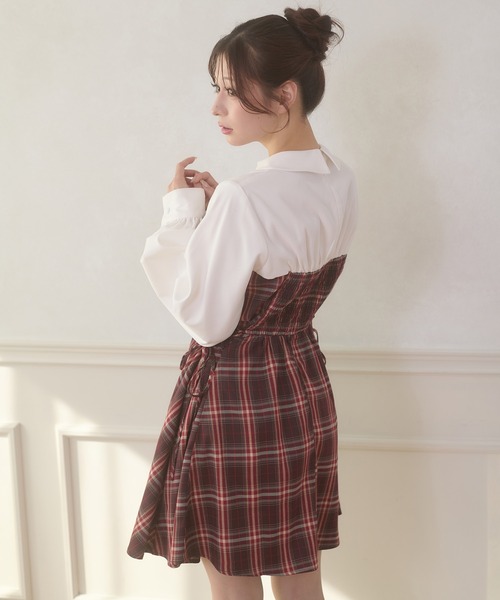 Ambre Neige（アンブルネージュ） ワンピース side lace up plaid