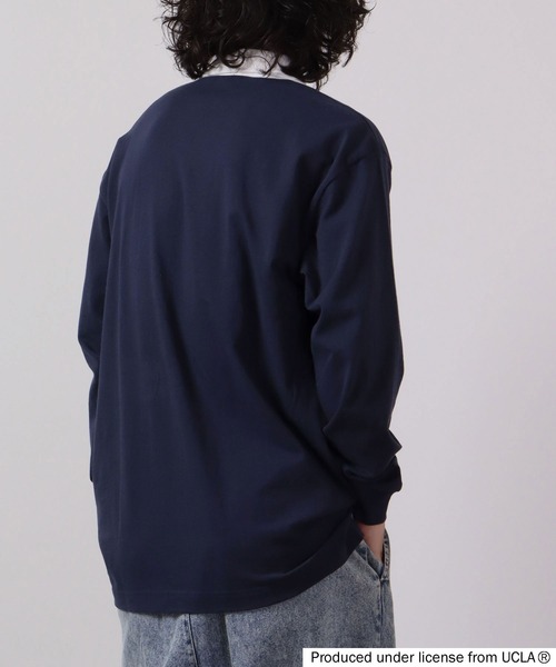 「UCLA」 長袖ポロシャツ L グリーン メンズ_画像2