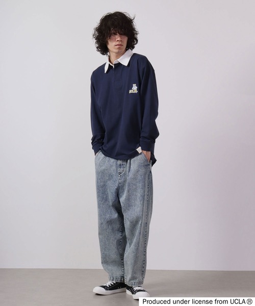 「UCLA」 長袖ポロシャツ L グリーン メンズ_画像4