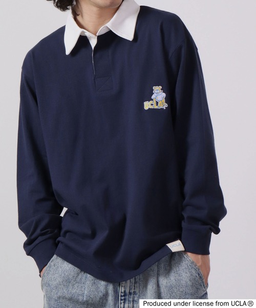 「UCLA」 長袖ポロシャツ L グリーン メンズ_画像5
