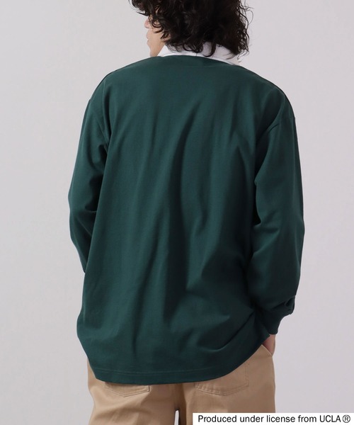 「UCLA」 長袖ポロシャツ L グリーン メンズ_画像6