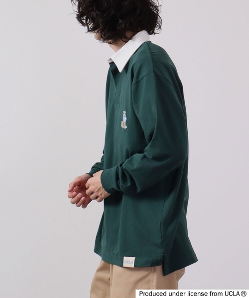 「UCLA」 長袖ポロシャツ L グリーン メンズ_画像7