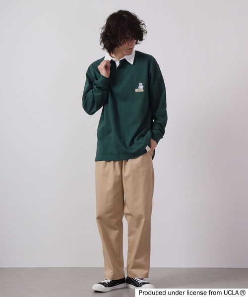 「UCLA」 長袖ポロシャツ L グリーン メンズ_画像8