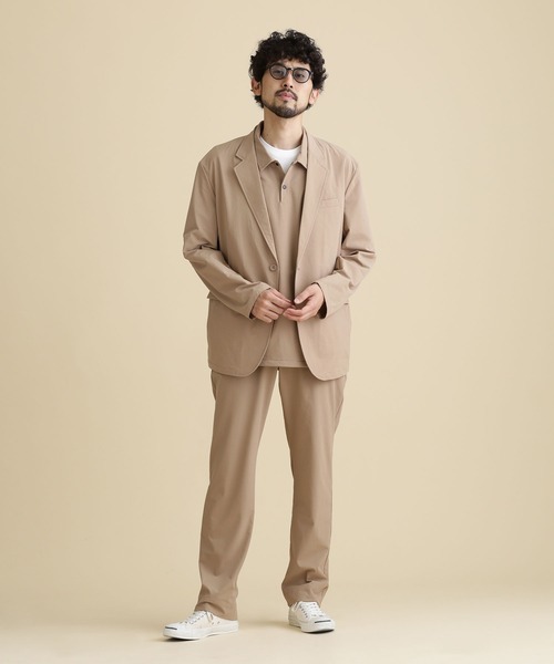 【Lサイズ 現行 洗える】ナノユニバース ストレッチ スーツ ベージュ NANO universe（ナノ・ユニバース） セットアップ L ベージュ メンズ