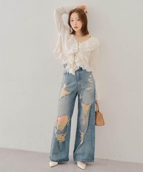 「Chico」 デニムパンツ 0 ブルー レディース_画像5