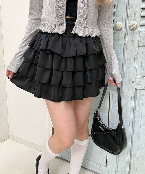 スカート サテンフリルティアードミニスカート : ZOZOTOWN Yahoo!店