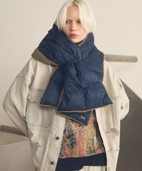 TAION EXTRA ECOPEL エコファー＋ダウン リバーシブルマフラー UNISEX】エコファー×ダウン リバーシブルマフラー（EX-RMF01A-ECO