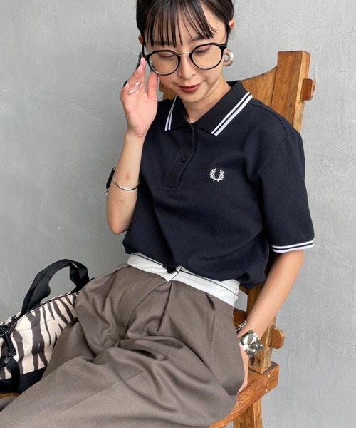 【未使用タグ付】フレッドペリー　ポロシャツ　G3600　刺繍ロゴ　レディース　M FRED PERRY（フレッドペリー） ポロシャツ ポロ ツインティップライン