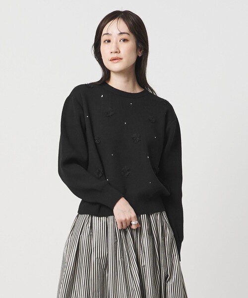 ユナイテッドアローズ　ニット　ビジュー　黒 UNITED ARROWS（ユナイテッドアローズ） ニット セーター フリル