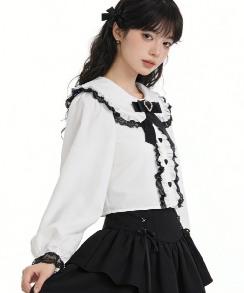 gossip!ロサンゼルス ブラウス シャツ 「Y2Kガーリー」レトロレース