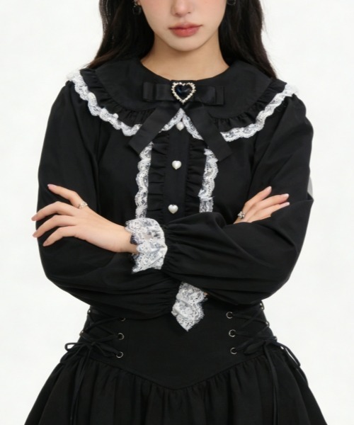 gossip!ロサンゼルス ブラウス シャツ 「Y2Kガーリー」レトロレース