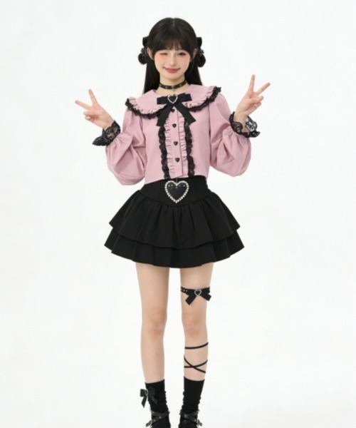 gossip!ロサンゼルス ブラウス シャツ 「Y2Kガーリー」レトロレース