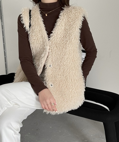 「emi+」 ベスト FREE ベージュ レディース_画像2