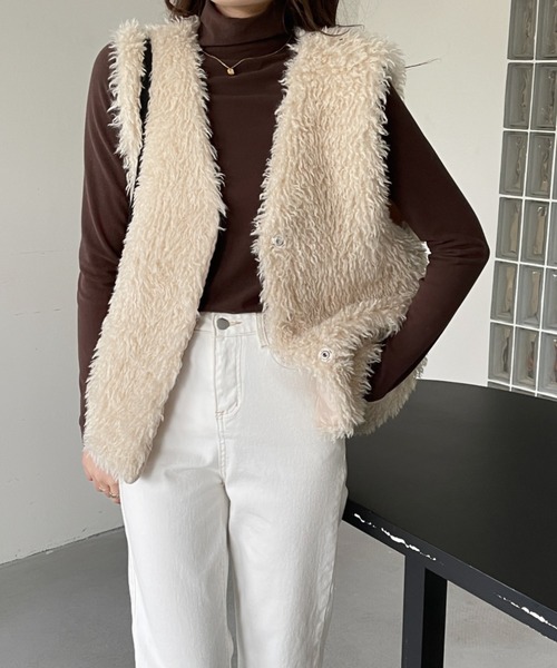 「emi+」 ベスト FREE ベージュ レディース_画像3