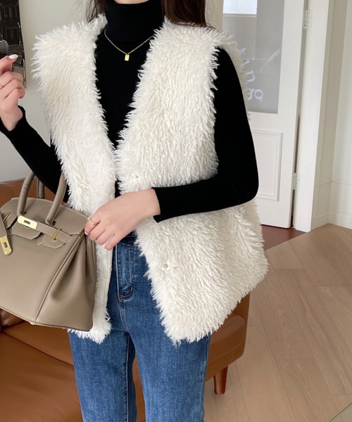 「emi+」 ベスト FREE ベージュ レディース_画像5