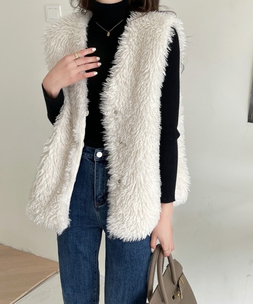 「emi+」 ベスト FREE ベージュ レディース_画像7