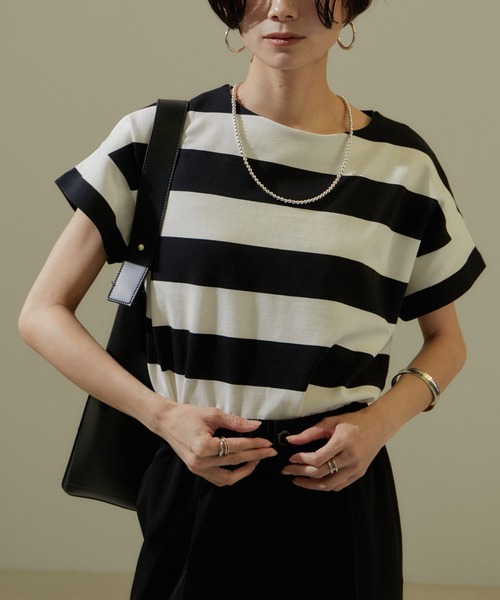 tシャツ 「WEB限定」ポンチボーダークルーネックTシャツ レディースの画像