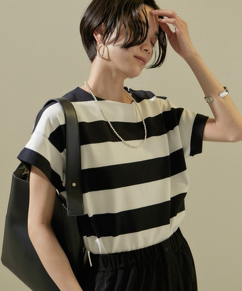 tシャツ 「WEB限定」ポンチボーダークルーネックTシャツ レディースの画像