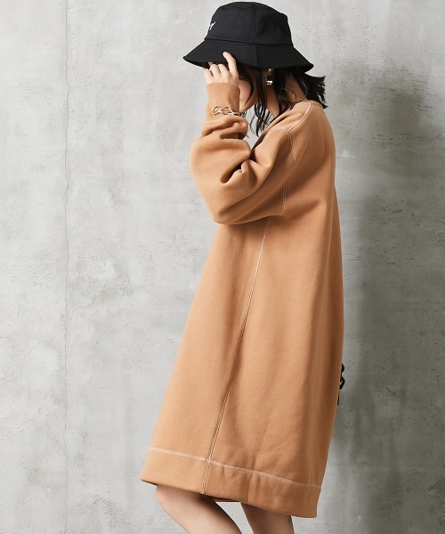 「GEVS.」 長袖ワンピース L モカ レディース_画像9