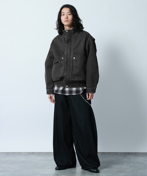 50's Sportimer ボンバージャケット 黒 ウール製 総カラーネップ RAGEBLUE（レイジブルー） ブルゾン アウター Stand Neck Denim Bomber