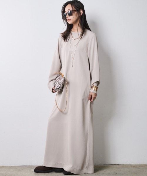 「CHIC STYLE」 長袖ワンピース M ブラック レディース_画像2