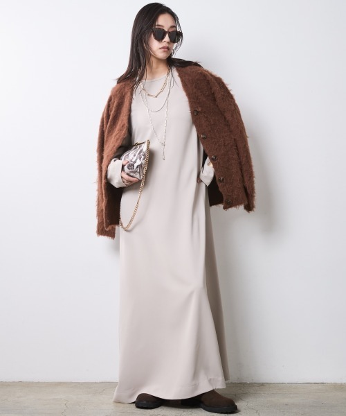 「CHIC STYLE」 長袖ワンピース M ブラック レディース_画像3