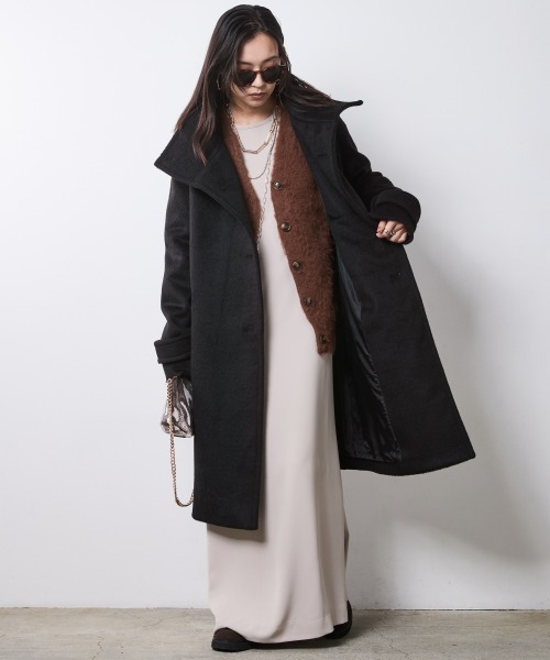 「CHIC STYLE」 長袖ワンピース M ブラック レディース_画像4