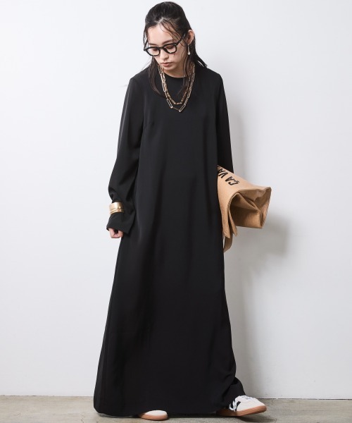 「CHIC STYLE」 長袖ワンピース M ブラック レディース_画像7