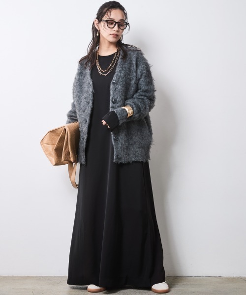 「CHIC STYLE」 長袖ワンピース M ブラック レディース_画像8