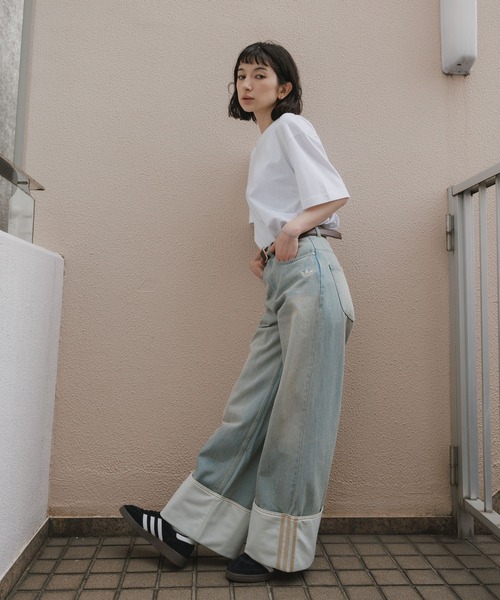 adidas（アディダス） ワイドパンツ ジーンズ デニム デニムパンツ