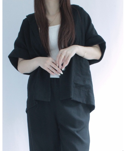 amini tシャツ 半袖 ベスト×パンツ リネンライク セットアップ 