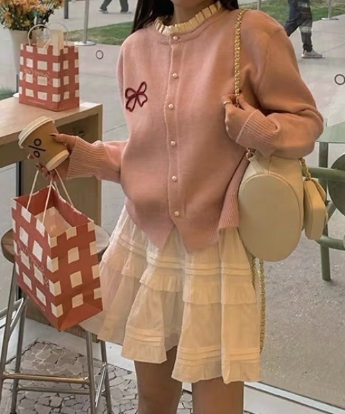 「Achic」 カーディガン M グレー レディース_画像6