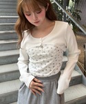 tシャツ 「花柄 / ボーダー」ボレロレイヤー...の詳細画像1