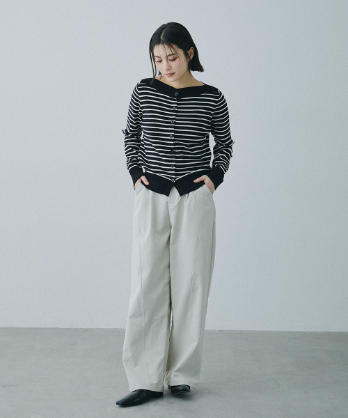Mirette スラックス パンツ センターライン セミワイドストレート
