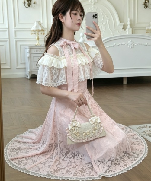 gossip!ロサンゼルス ワンピース レトロガーリー 蝶柄レースフリル
