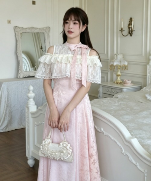 gossip!ロサンゼルス ワンピース 半袖 レトロガーリー 蝶柄レース