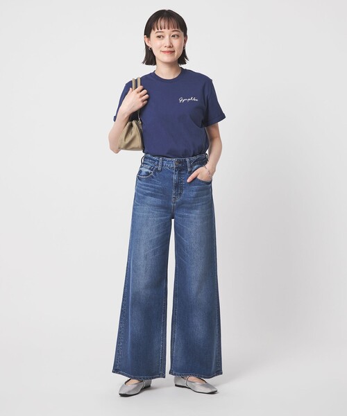 tシャツ 「Gymphlex」ショートスリーブ エンブロイダリー Tシャツ レディースの画像