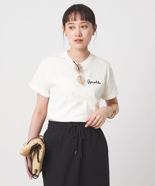 tシャツ 「Gymphlex」ショートスリーブ エンブロイダリー Tシャツ レディースの画像