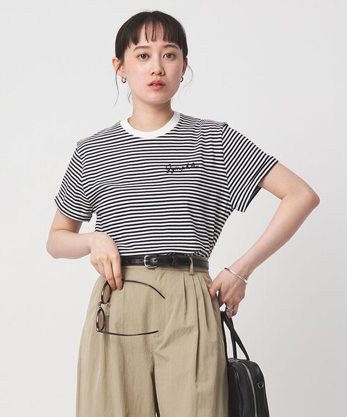 tシャツ 「Gymphlex」ショートスリーブ エンブロイダリー Tシャツ レディースの画像