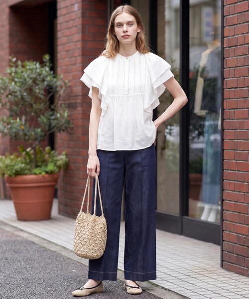 DRESSTERIOR 半袖ブラウス ネイビー 36サイズ DRESSTERIOR（ドレステリア） ブラウス シャツ 半袖 コットンシルク