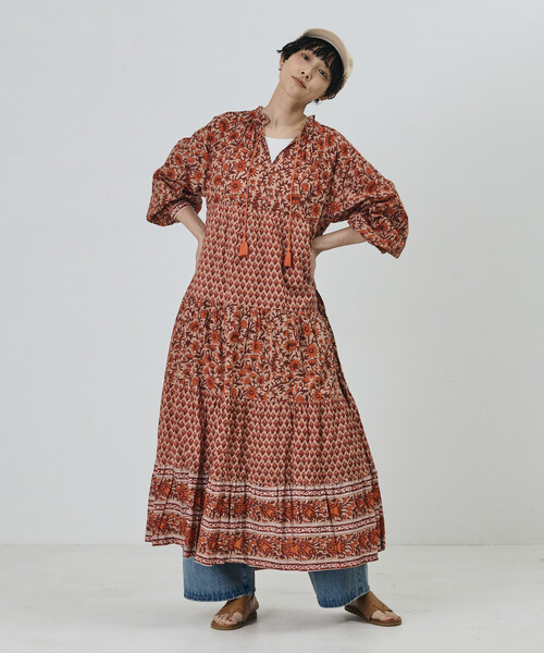「Freada」 長袖ワンピース ONE SIZE ブルー レディース_画像4