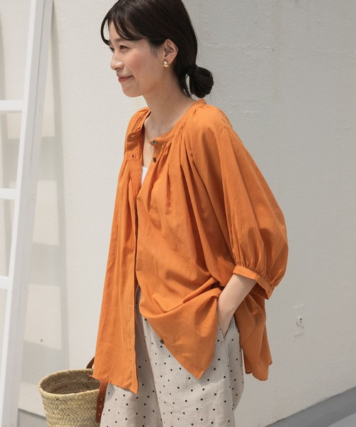 「URBAN RESEARCH DOORS」 半袖ブラウス MEDIUM ブルー レディース_画像3